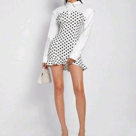 Women's Elegant Polka Dot Asymmetrical Hem Party & Cocktail Mini Dress